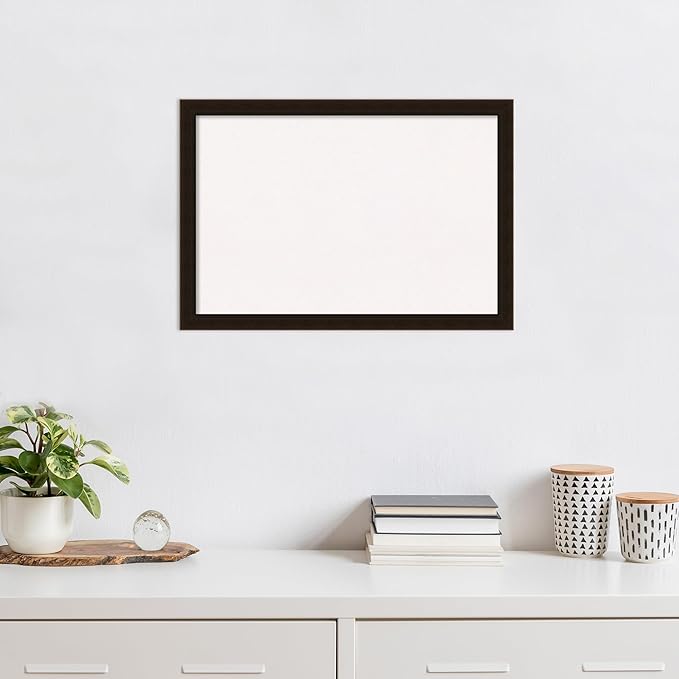 Amanti Art White Cork Board for Wall, 18x26 Vision Board with Brown Wood Frame, Medium Corkboard Office Decor for Home Organization, Rustic Farmhouse Corkboard Pinboard to display items for home