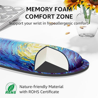 KTRIO Keyboard Wrist Rest & Mouse Pad with Wrist Rest Set, Starry Night | Memory Foam Wrist Support, Ergonomic Design, Non-Slip Base, Office and Home Use