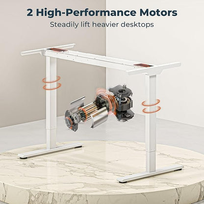 Dual Motor Standing Desk, Large Stand Up Desks, 63x28 Inches Electric Sit Stand Desks, 4 Memory Preset Adjustable Height Desk Home Office Desks(White)