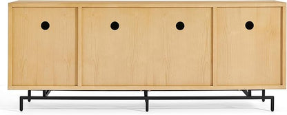 Morden Fort 74'' Modern Diamond-Cut Sideboard Buffet Cabinet | Sculptural Geometric Credenza with 150 LBS Heavy-Duty Storage | Natural Wood Look Console for Dining Room & Living Room.