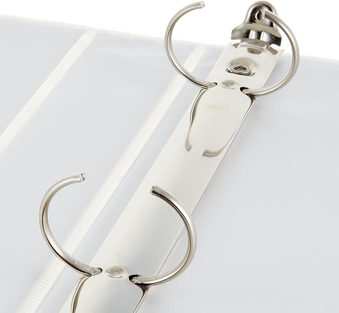 Amazon Basics 3-Ring Binder, 1-Inch, Customizable, with Pockets for Organization, White, 2-Pack