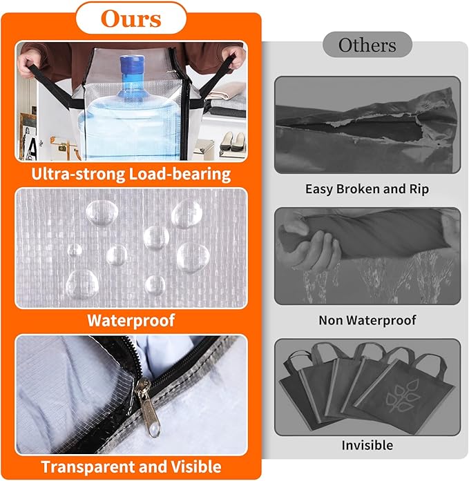 TasticTotes 4 Pack Long Clear Storage Bags for Comforter, Clothes & Bedding, Plastic Blanket Storage with Zipper and Handle, Moving Bags, Closet Organizer and Under-Bed Storage (90L, 39.4"*7.1"*19.7")