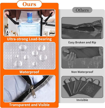 TasticTotes 8 Pack Clear Storage Bags for Comforter, Clothes & Bedding, Plastic Blanket Storage with Zipper and Handle, Moving Bags, Closet Organizer and Under-Bed Storage (60L)