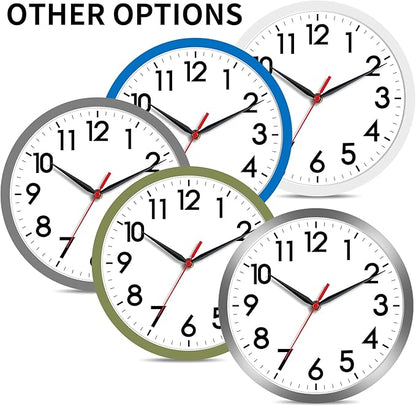 AKCISOT Wall Clock, Modern Small Wall Clocks Battery Operated 8 Inch, Silent Non-Ticking Analog Classic for Office, Home, Bathroom, Kitchen, Bedroom, School(Silver)