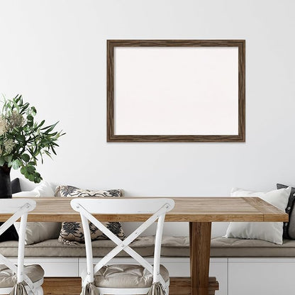 Amanti Art White Cork Board for Wall, 23x31 Vision Board with Brown Wood Frame, Medium Corkboard Office Decor for Home Organization, Rustic Farmhouse Corkboard Pinboard to display items for home