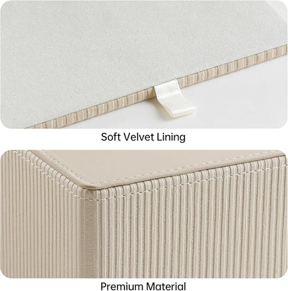 Tissue Box Cover Square with Magnetic Closure, PU Leather Tissue Box Holder for Bathroom NightStands Livingroom, Decorative Modern Square Tissue Holder (Beige)