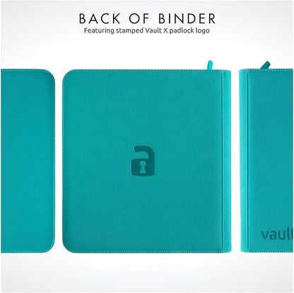 Vault X 12 Pocket Zip Binder, 480 Cards, Exo-Tec Material, 20 Side-Loading Pages (Teal)