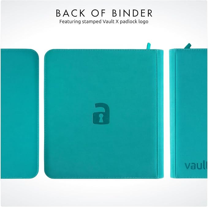 Vault X 12 XL Pocket Zip Binder, 624 Cards, Exo-Tec Material, 26 Side-Loading Pages (Teal)