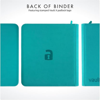 Vault X 12 XL Pocket Zip Binder, 624 Cards, Exo-Tec Material, 26 Side-Loading Pages (Teal)