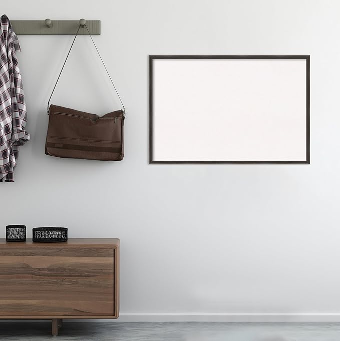 Amanti Art White Cork Board for Wall, 25x37 Vision Board with Brown Wood Frame, Large Corkboard Office Decor for Home Organization, Casual Corkboard Pinboard to display items for home organization
