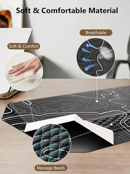 2-in-1 Ergonomic Keyboard Stand with Wrist Rest, Comfy Keyboard Riser Holder with Massage Design, Black Topographic