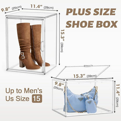 5 Pack XX-Large Acrylic Display Case Purse Organizer Clear Plastic Handbag Storage Organizer for Closet Storage Bins for Boots, Big Bag, Backpack,Collectibles, Cosmetic