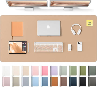 YSAGi Leather Desk Pad Protector, Office Desk Mat, Large Mouse Pad, Non-Slip PU Leather Desk Blotter, Laptop Desk Pad, Waterproof Desk Writing Pad for Office and Home (Latte,55" x 24")