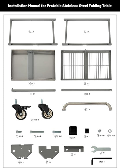 Hymula 3-Tier Stainless Steel Rolling Utility Cart, 300 LBS Capacity Heavy Duty Foldable Service Cart with Wheels for Kitchen, Garage, Restaurant, Warehouse & Outdoor Use