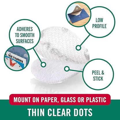 Velcro Brand Thin Clear Dots with Adhesive, 200Pk 5/8in Circles, for Crafting School Projects, Home and Office Organization | Low Profile Design