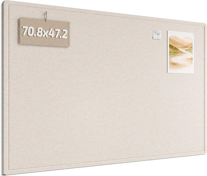 Fluxynara Large Bulletin Board, 70.8" x 47.2" Cork Board Alternative with 48 Safe Removable Adhesive Tabs, Foldable Felt Pin Board for Home Office, Classroom, Bedroom,Entryway for Walls— Oatmeal