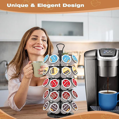BLACKSMITH FAMILY 40 Pods Capacity Very Easy Assembly K Cup Holders,K Cup Holder, K Cups Holder,K Cup Carousel, Coffee Pods Holder Storage Organizer Stand