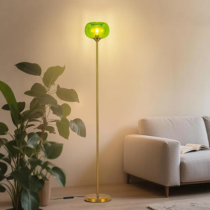 MAYNA Living Room Floor Lamp, Modern Standing Lamp with Green Bubble Shade, 67 Inch Tall Lamp for Bedroom, Study, Office (Includes 2700K Bulb) (Gold and Green)