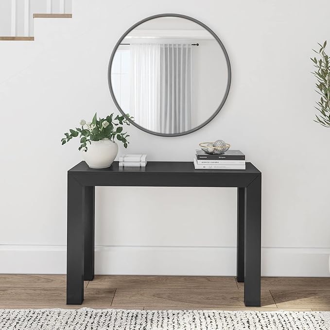 Plank+Beam Modern Solid Wood Console Table, 46 Inch, Sofa Table, Narrow Entryway Table for Hallway, Behind The Couch, Living Room, Foyer, Easy Assembly, Black