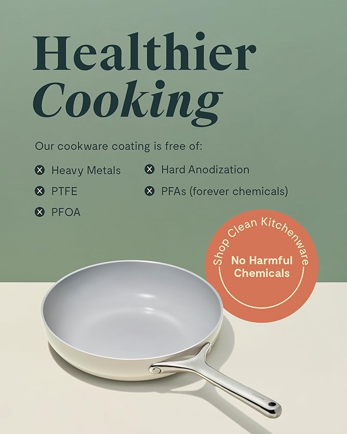 Caraway Nonstick Ceramic Frying Pan (2.7 qt, 10.5") - Non Toxic, PTFE & PFOA Free - Oven Safe & Compatible with All Stovetops (Gas, Electric & Induction) - Navy