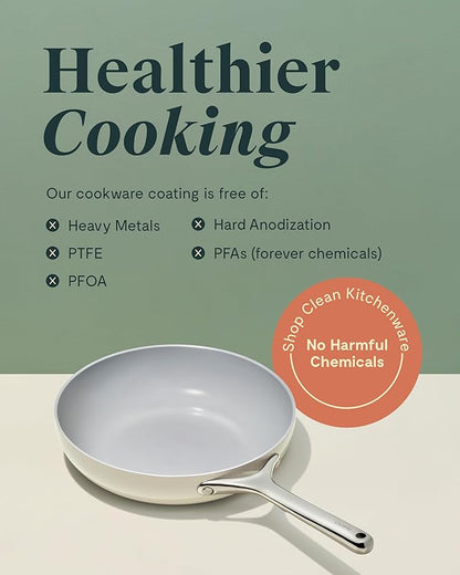 Caraway Fry Pan Duo - Nonstick Ceramic Frying Pan (8" & 10.5”) - Non Toxic, PTFE & PFOA Free - Oven Safe & Compatible with All Stovetops (Gas, Electric & Induction) - Navy