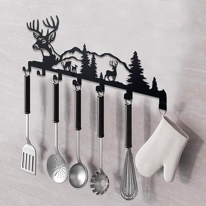 Key Holder for Wall Decorative, Metal Key Holder, Key Organizer for Wall Mount, Hanging Key Rack with 7 Hooks, Key Hooks for Hallway Entryway Office Kitchen Farmhouse (Deer)