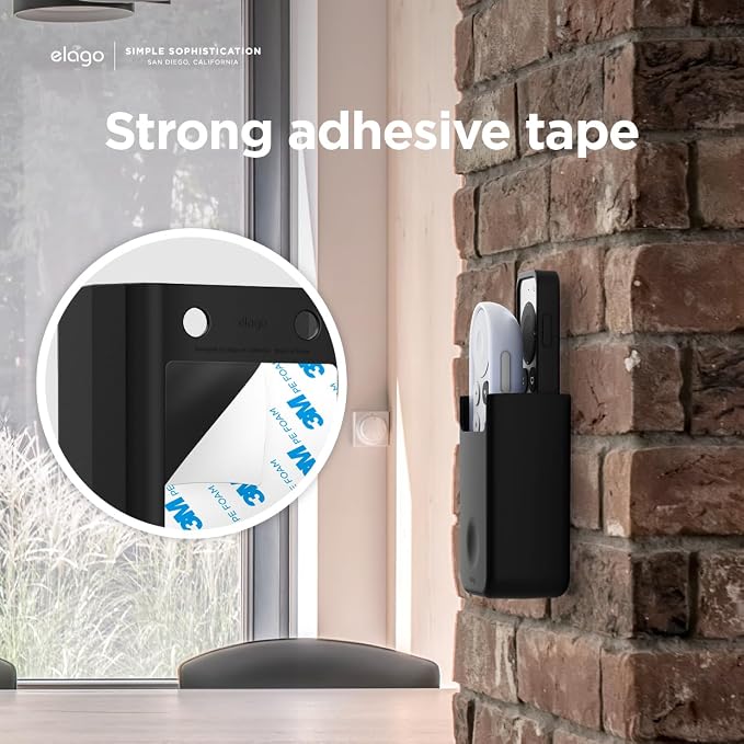 elago Universal Remote Holder Mount Compatible with Apple TV Remote and All Other Remote Controls - Adhesive Tape or Screw Mounting Options, Available Wired Charging [Medium] [Black]