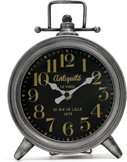 Vintage Metal Mantel Clock, Modern Farmhouse Table Clock For Living Room, Bedroom, Or Shelf Decor Frence Desk Clock Silent Quartz Movement, Classic Home & Office Decor, Ideal Gift For Retro Lovers