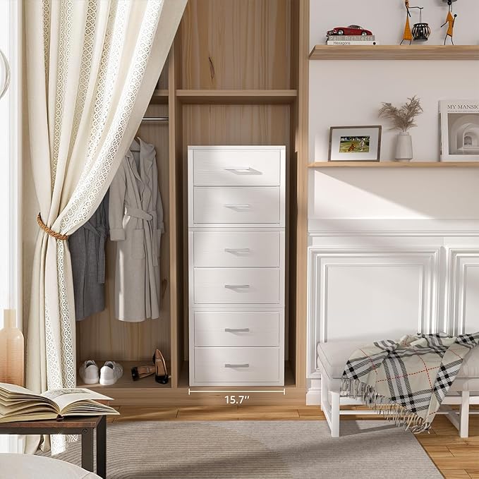 BOLUO Stackable Storage Drawers Closet Organizers and Storage Fabric White 2 Drawer Dresser for Bedroom Modern