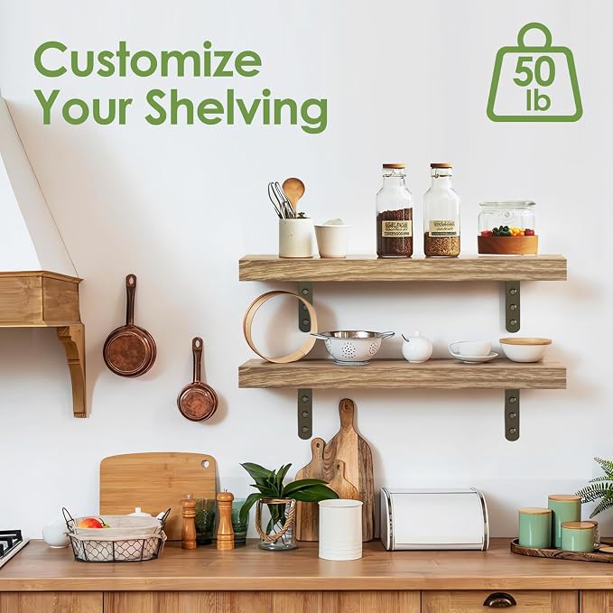 Towel Racks for Bathroom-Wall Mounted Floating Shelves for Wall Bathroom Bedroom Kitchen Living Room, Hanging Book Shelves Decor Bathroom Organizer, 16 inch Solid Wood, Carbonized Wood Color
