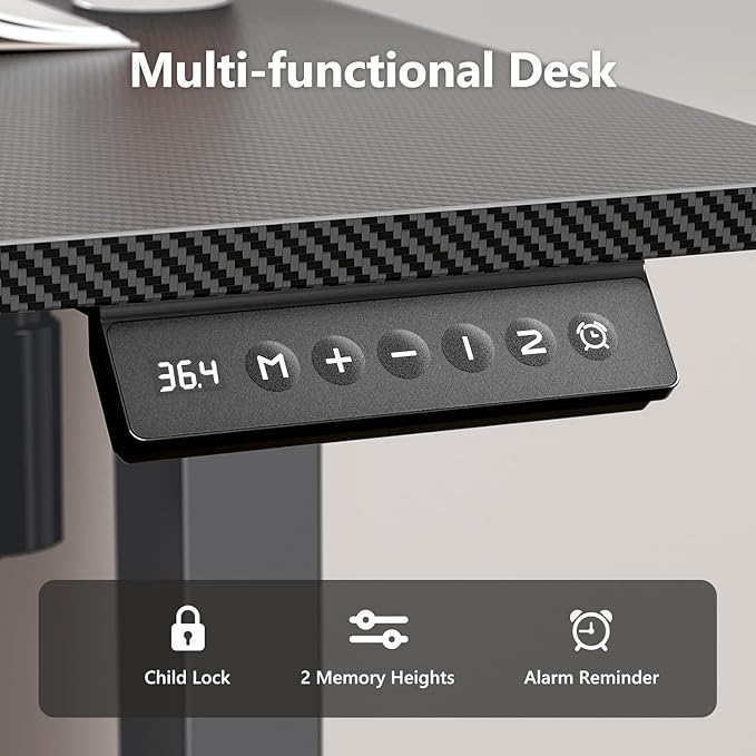 Electric Standing Desk Adjustable Height 63 x 24 Inch, Large Sit Stand Desk, Stand up Desk for Home Office, Computer Workstation (Spliced Desktop,Carbon Fiber Black)