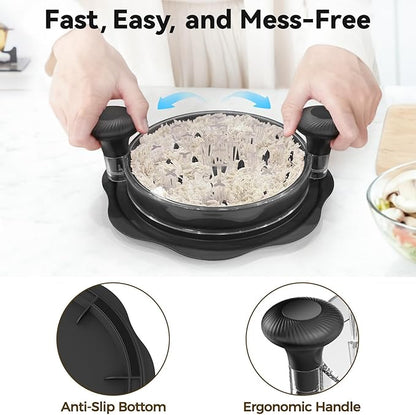 Ukeetap 10" Pro Chicken Shredder Tool Twist Large for Kitchen, BPA-Free Food-Safe Meat Grinder, Visible Chicken Breast Meat Shredder with Strong Anti-Slip Bottom & Ergonomic Handle, Black