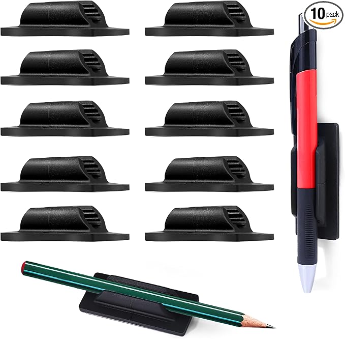 AIERSA Pencil Holder for Desk,10Pcs Pen Holders for Classroom Clipboard Attachment,Silicone Adhesive Pencil Holder for School Student Kids Desk Teacher Office Accessories