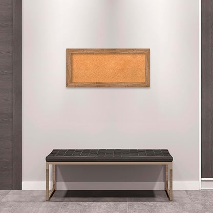 Amanti Art Natural Cork Board for Wall, 16x34 Vision Board with Brown Wood Frame, Medium Corkboard Office Decor for Home Organization, Rustic Farmhouse Corkboard Pinboard to display items for home