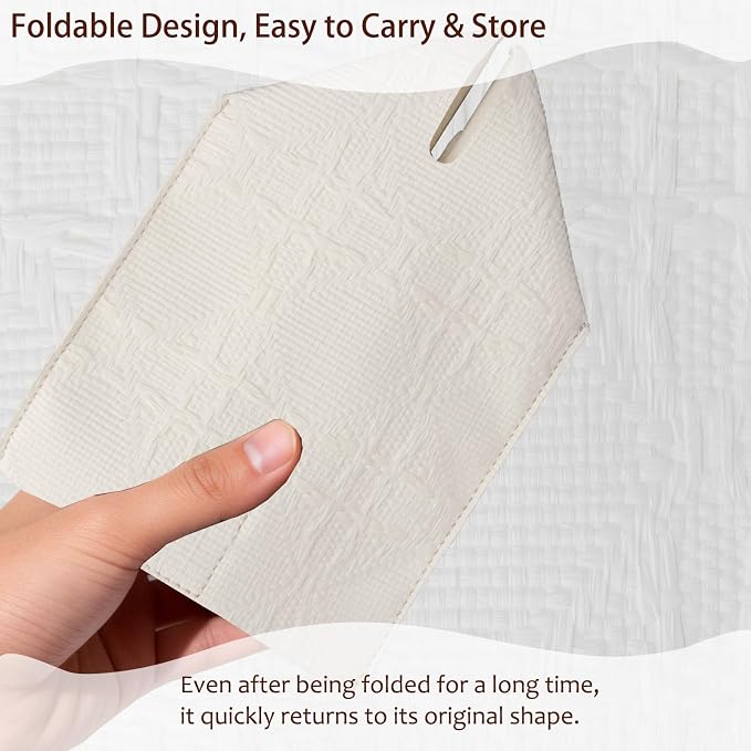 Tissue Box Cover 2-Pack, Square Tissue Holder with Bottom Belt, Modern Tissue Case Facial Paper Organizer Dispenser for Bathroom, Office, Home, Table, Car, White, Linen Pattern