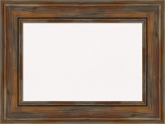 Amanti Art White Cork Board for Wall, 18x24 Vision Board with Brown Wood Frame, Small Corkboard Office Decor for Home Organization, Country Rustic Corkboard Pinboard to Display Items for Home