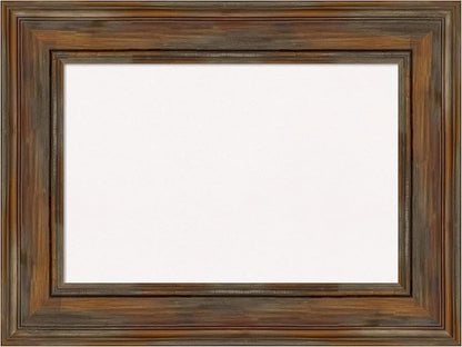 Amanti Art White Cork Board for Wall, 18x24 Vision Board with Brown Wood Frame, Small Corkboard Office Decor for Home Organization, Country Rustic Corkboard Pinboard to Display Items for Home