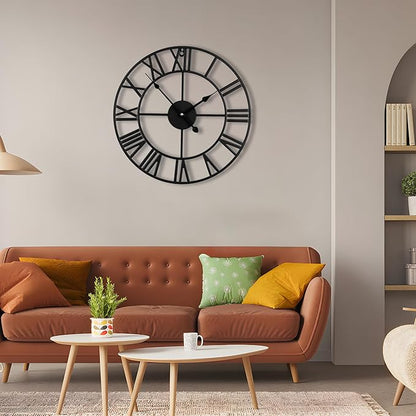 Blorple 16inch/40cm Wall Clocks Battery Operated,Wall Clocks for Living Room Decor, Bedroom,Office,Bathroom,Silent,Large Wall Clock for Home and Kitchen,Farmhouse (Iron Roman Numerals, 16 inches)