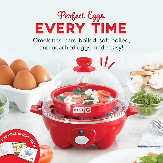DASH Rapid Egg Cooker: 7 Egg Capacity Electric Egg Cooker for Hard Boiled Eggs, Poached Eggs, Scrambled Eggs, or Omelets.