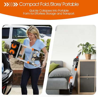 Zolpoyia 3 in 1 Folding Hand Truck Dolly Cart with Wheels, 660lbs Capacity Foldable Utility Cart Aluminum Trolley Cart Convertible Dolly for Moving Furniture Shopping for Garden Home Office Warehouse