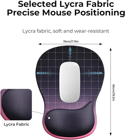 EooCoo Ergonomic Mouse Pad with Gel Wrist Rest Support Middle Concave Design, Relieve Wrist Pain Mousepad, Non-Slip Base for Laptop, Office Desk Accessories, Carpal Tunnel Syndrome Black Pink