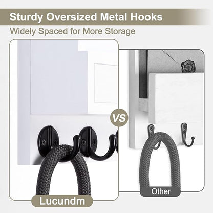 Key Holder Wall Mount, Mail Holder with Storage Drawer and 5 Key Hooks for Coat, Dog Leash, Home Decor Rack, House Accessories, Entry Way Organizer