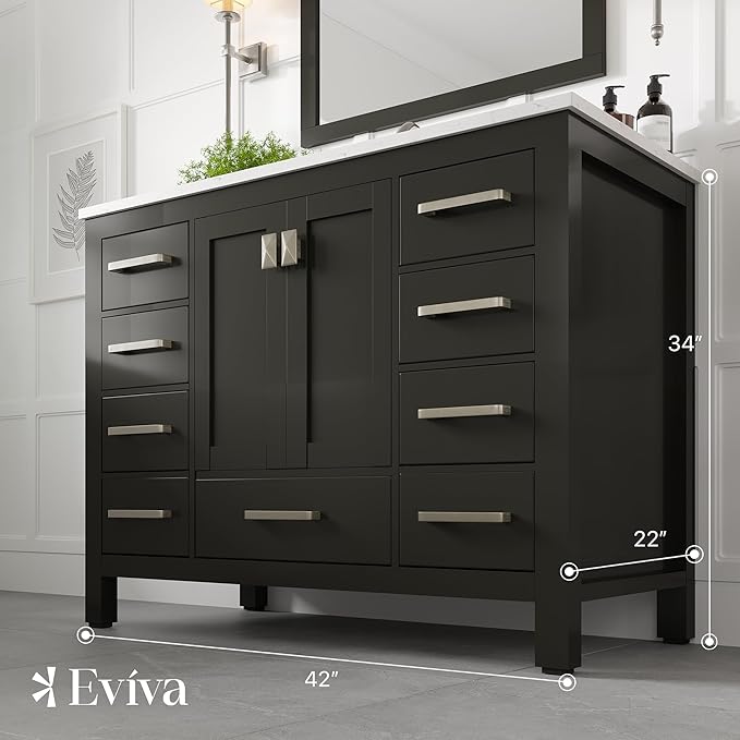 Eviva Aberdeen 42 in. Espresso Single Sink Bath Vanity with Carrara Quartz Top and Undermount Porcelain Sink
