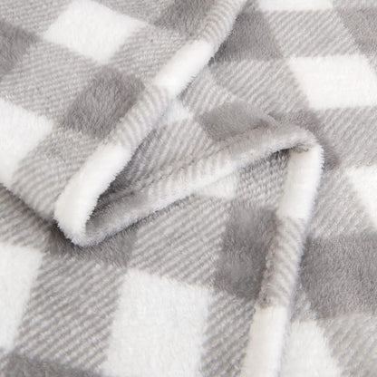 BEDELITE Plaid Fleece Twin Blanket for Couch & Bed, Grey & White Checkered Flannel Blanket, Cozy & Soft Buffalo Plaid Decor Blanket for Women, Men, 60"x80"