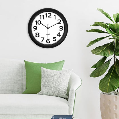HIPPIH 2 Pack Silent Wall Clock, 10 Inch Non Ticking Quiet Digital Sweep Decorative Battery Operated Wall Clocks for Living Room Bedroom Kitchen School Office Decor, Black