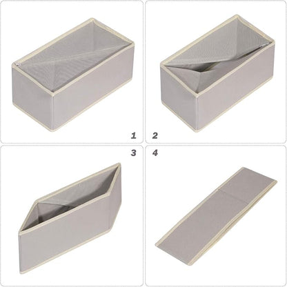 DIOMMELL Set of 6 Foldable Cloth Storage Box Closet Dresser Drawer Organizer Fabric Baskets Bins Containers Divider for Clothes Underwear Socks Lingerie Clothing, Grey 00-0600