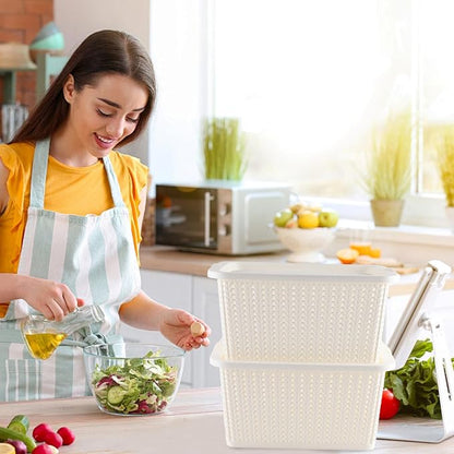 Onion and Potato Storage Bins,Stackable Plastic Pantry Bins with Lids,BPA-Free,Potatos and Onions Storage Baskets for Kitchen (White)