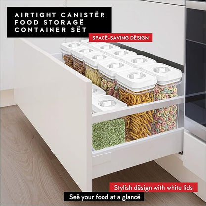 DWËLLZA KITCHEN Airtight Food Storage Containers with White Lids 1.7L - 4 Pc Air Tight Pantry Storage Containers Clear Kitchen Organization and Storage Set BPA-Free - Keeps your Food Fresh & Dry