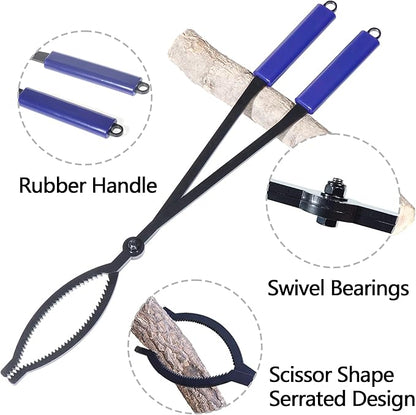 CKLT 28" Firewood Tongs Log Grabber for Thick Logs Outdoor Indoor Camfire Firepit Bonfire Fireplace Tongs Heavy Duty Wrought Rustproof Safely Moves Firewood