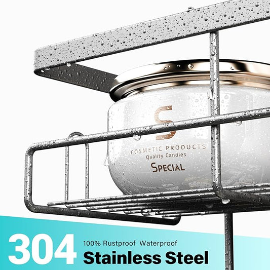 Aitatty Hanging Shower Caddy Over Door: Silver Rustproof Shower Organizer over the Door - No Drilling Bathroom Rack for Inside Shower